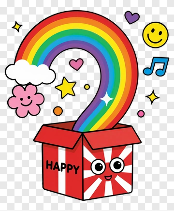 Colorful Happy Box With Rainbow And Fun Elements PNG