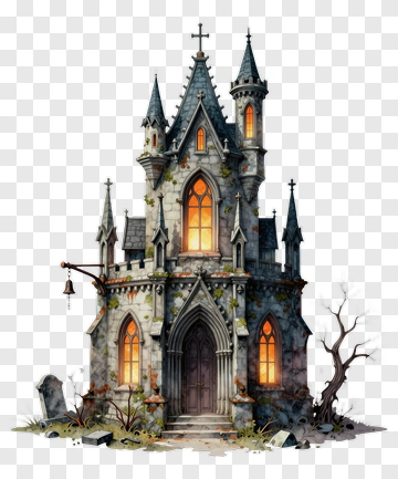 Haunted Castle With Gothic Architecture PNG