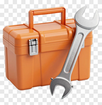 Orange Toolbox With Silver Wrench PNG