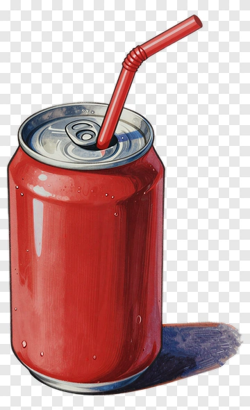Red Soda Can With Straw PNG
