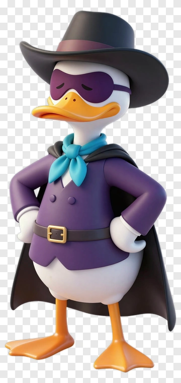 Cartoon Duck In A Purple Cape And Hat PNG