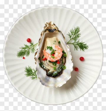Oyster With Shrimp And Garnish PNG