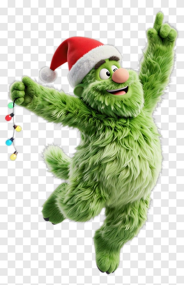 Cartoon Christmas Character Holding Holiday Lights PNG