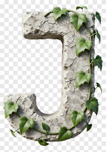 Stone Letter J With Ivy Vines PNG