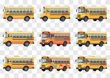 Collection Of School Buses PNG