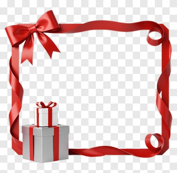 Red Ribbon Frame With Gift Boxes PNG