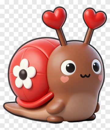 Cartoon Snail With Heart Antennae And Flower Shell PNG