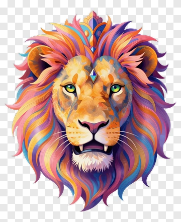 Colorful Lion With Vibrant Mane PNG