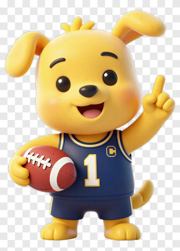 Cartoon Dog Holding A Football PNG