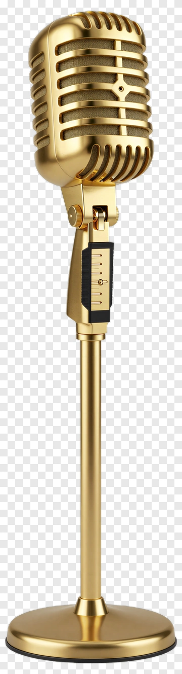 Golden Microphone On Stand PNG