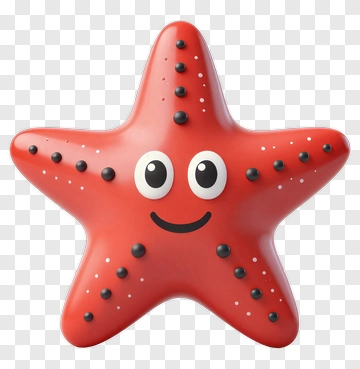 Cartoon Red Starfish With Happy Face PNG