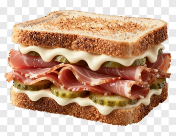 Ham Sandwich With Pickles On Whole Grain Bread PNG