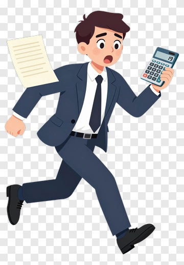 Businessman Running With Calculator And Documents PNG