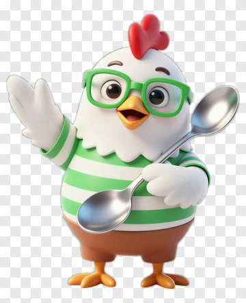 Cartoon Chicken Holding A Spoon PNG