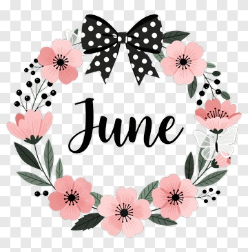 Floral Wreath With June Text PNG