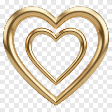 Gold Heart Outline Decoration PNG