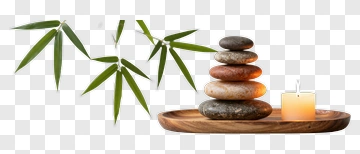 Stack Of Stones With Bamboo And Candle PNG