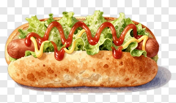 Delicious Hot Dog With Lettuce And Condiments PNG