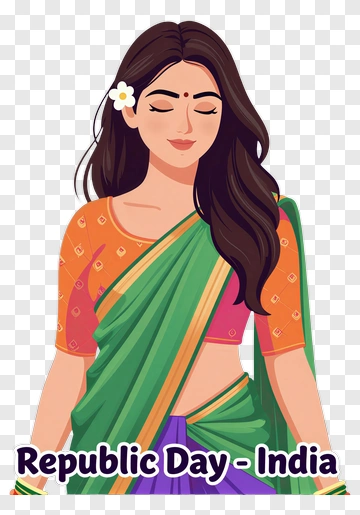 Woman In Traditional Indian Attire For Republic Day PNG