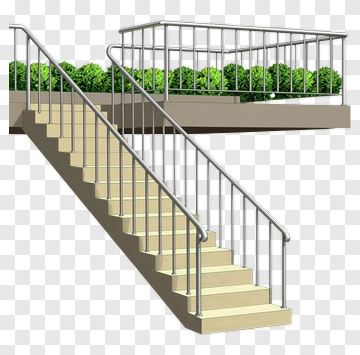 Stairs With Railing And Greenery PNG