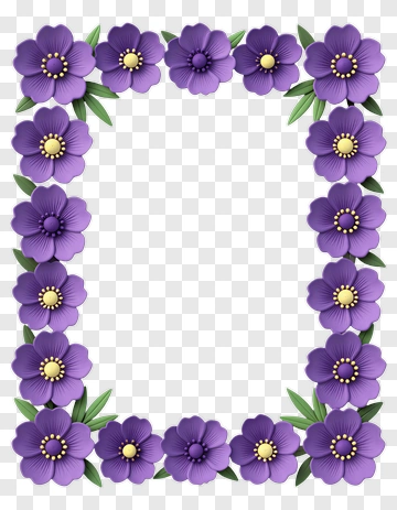 Purple Flower Frame PNG