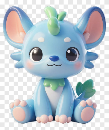 Cute 3D Blue Animal Character PNG
