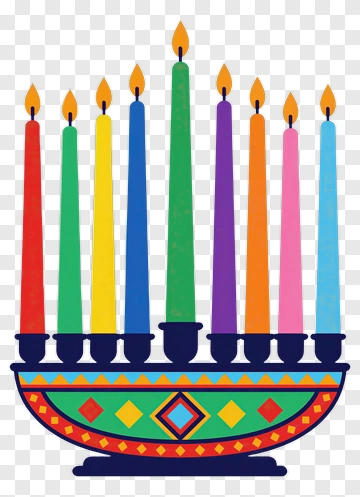Colorful Menorah With Candles PNG