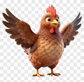 Cartoon Chicken With Outstretched Wings PNG