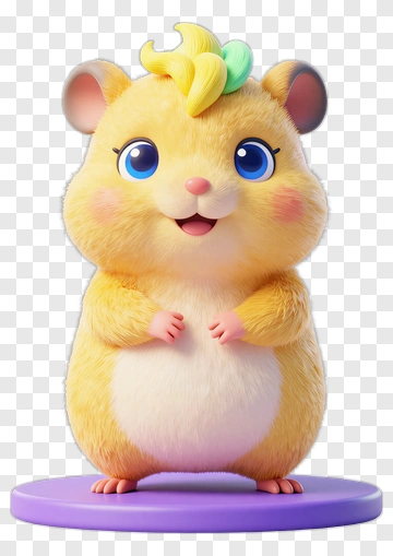 Cute Cartoon Hamster With Colorful Hair PNG