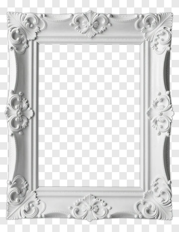 Ornate White Picture Frame PNG