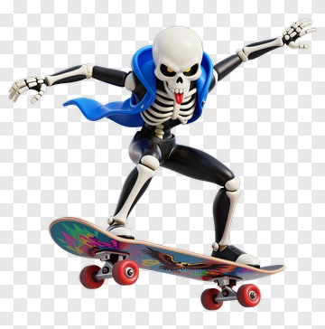 3D Skeleton Skateboarding PNG