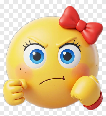 Angry Emoji With Red Bow PNG