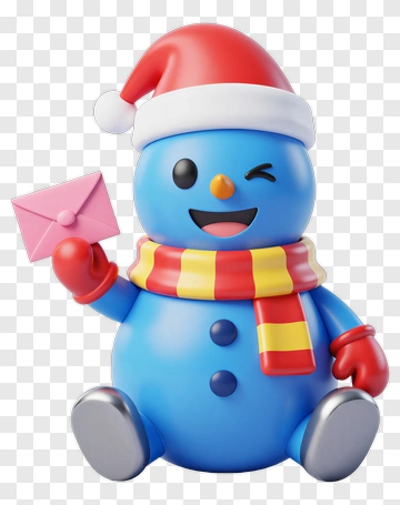 Cartoon Snowman Holding A Letter PNG
