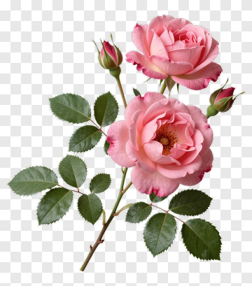 Pink Roses With Green Leaves PNG