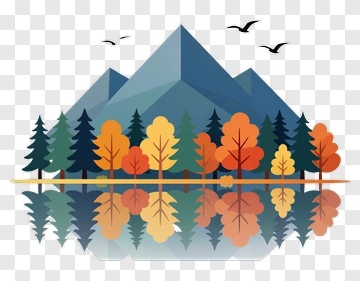 Mountain Landscape With Autumn Trees And Reflection PNG