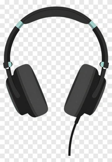 Black Headphones With Blue Accents PNG