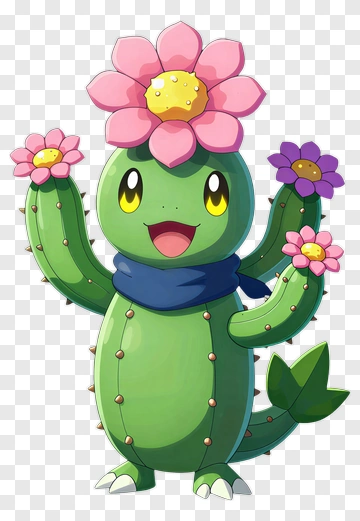 Cactus Pokémon With Colorful Flowers PNG