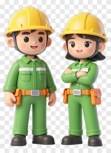 Cartoon Construction Workers PNG