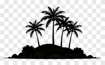 Silhouette Of Palm Trees On An Island PNG