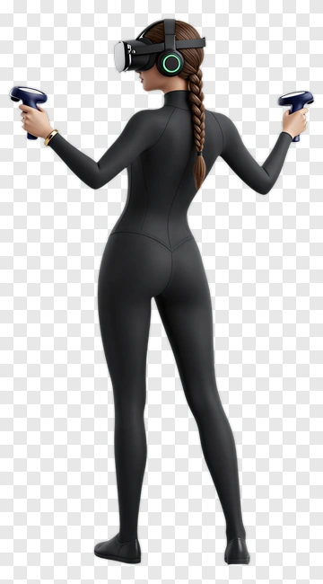 Virtual Reality Gamer In Black Suit PNG