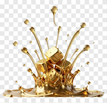 Gold Splash With Cubes PNG