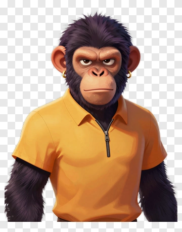 Cartoon Monkey Wearing An Orange Shirt PNG