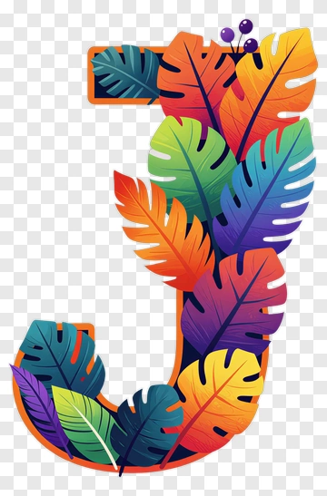 Colorful Leaf Letter J PNG