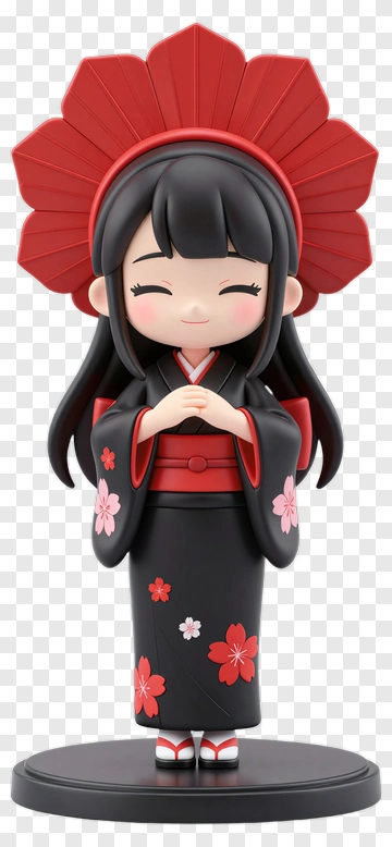 Kawaii Girl In Traditional Kimono PNG