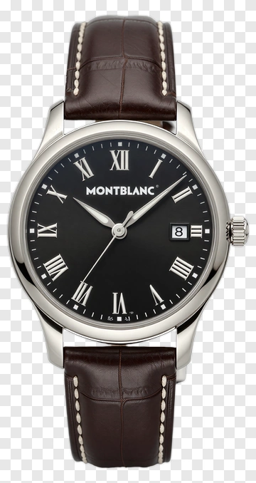 Montblanc Watch With Brown Leather Strap PNG