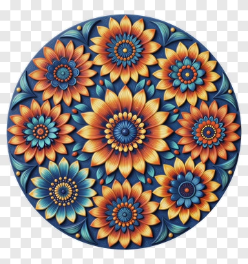 Colorful Floral Mandala Design PNG