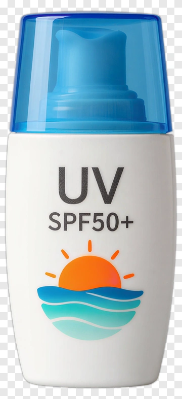 Sunscreen Bottle With Spf 50+ And Ocean Design PNG