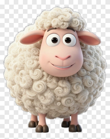 Cartoon Sheep With A Happy Expression PNG