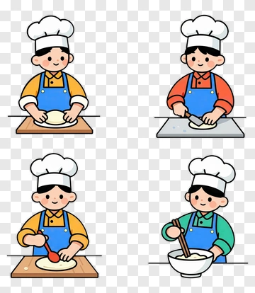 Cartoon Chefs Cooking In The Kitchen PNG
