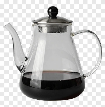 Glass Teapot With Dark Liquid PNG